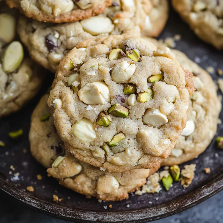 A plate of cookies with almonds.